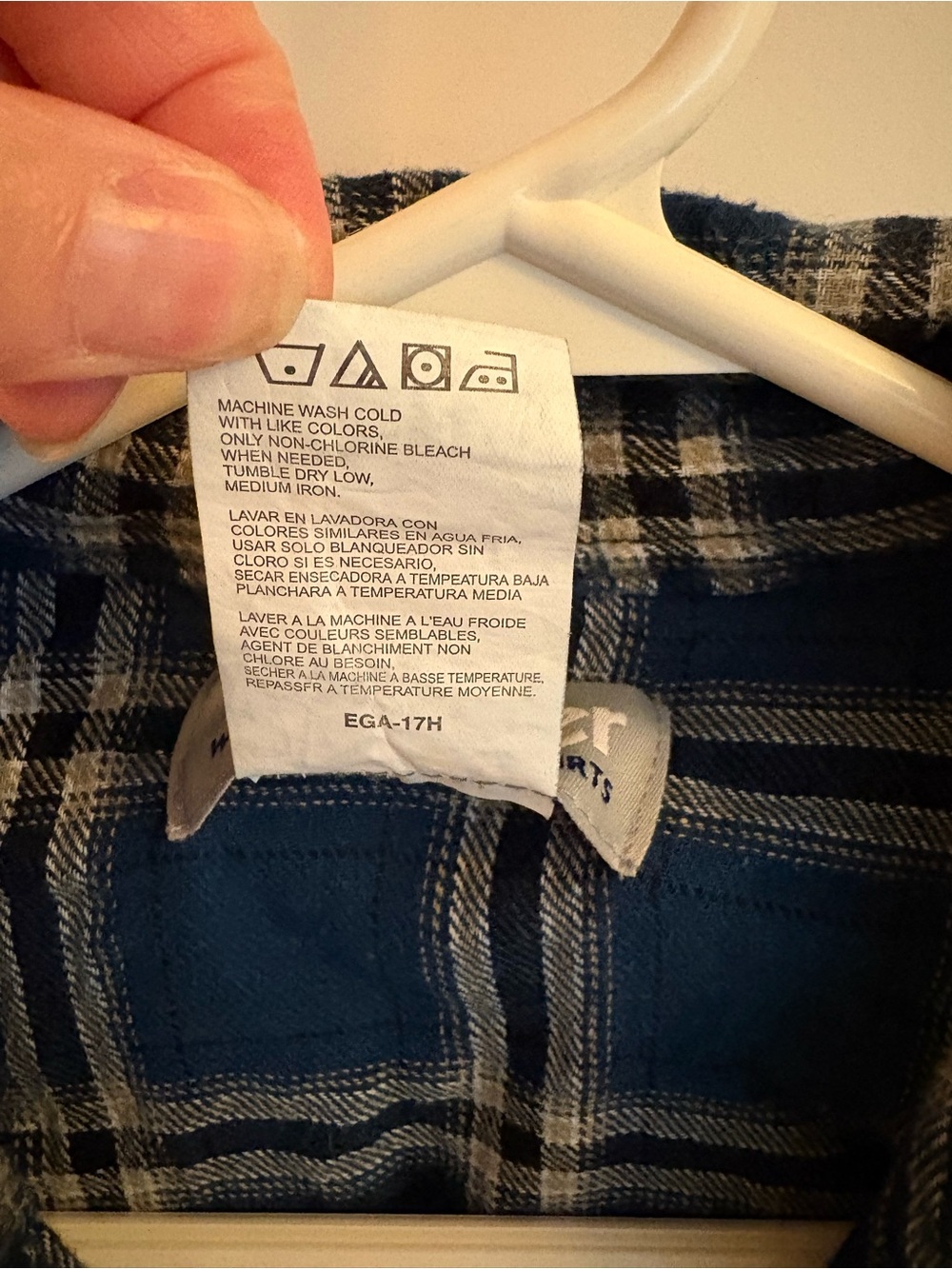 Wrangler Blue Plaid Pearl Button Snap Flannel Shirt - Picture 5 of 16